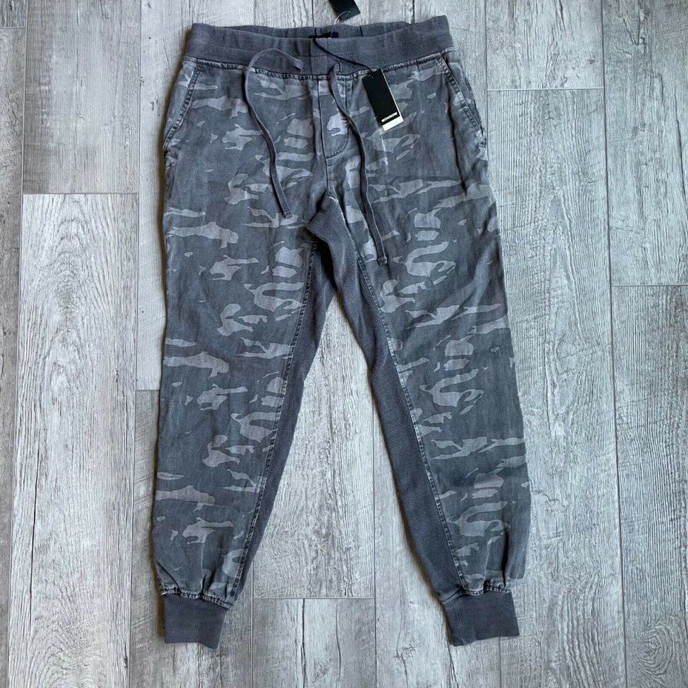Monrow‎ Joggers Womens Medium Gray Camo Camouflage NEW